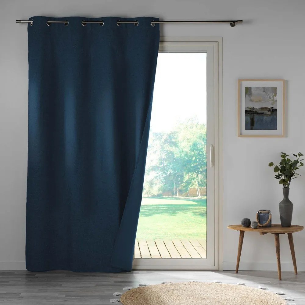 Sötétkék mikroszálas sötétítő függöny 140x260 cm Obscure – douceur d'intérieur