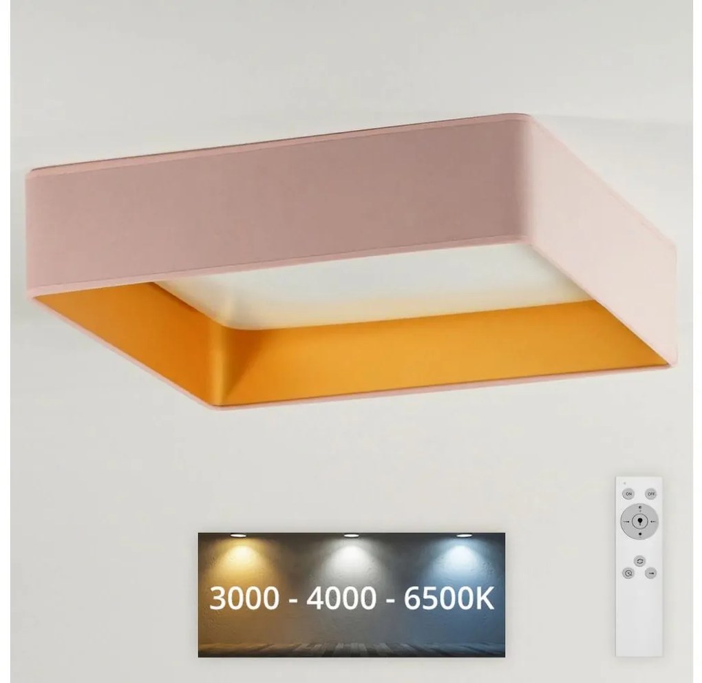 Brilagi - dimmelhető LED lámpatest VELVET SQUARE LED/24W/230V + távirányító, rózsaszín