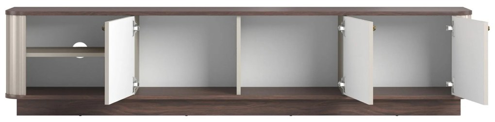 Vesper 3D TV-szekrény 187 cm talapzaton - kasmír / dió / arany fogantyúk