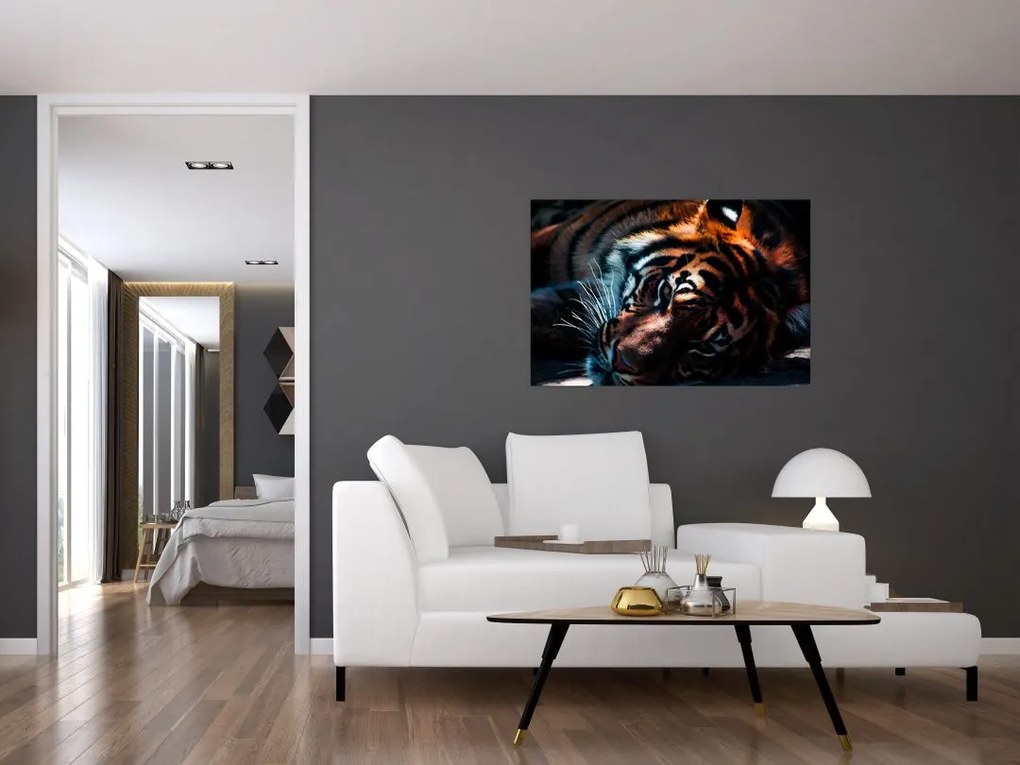 Egy fekvő tigris képe (90x60 cm)