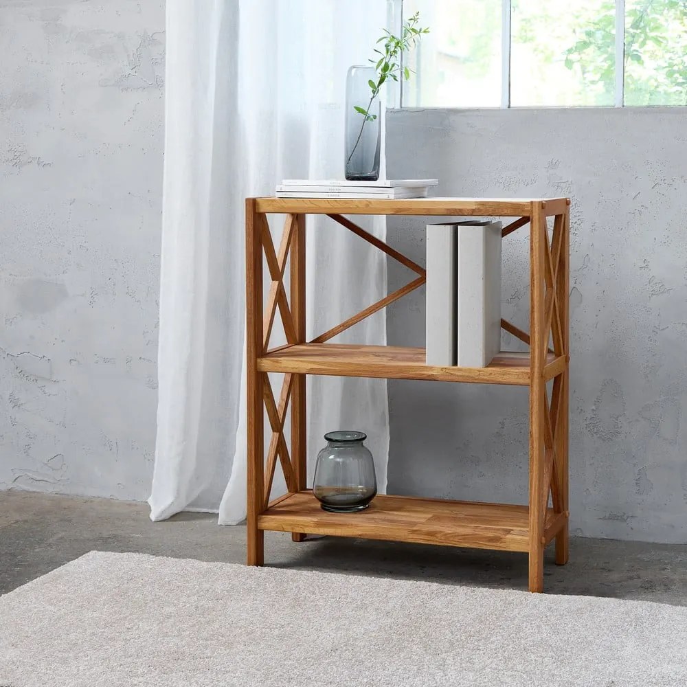Natúr színű tölgyfa polcos állvány 70x87 cm X-Shelf – Unique Furniture