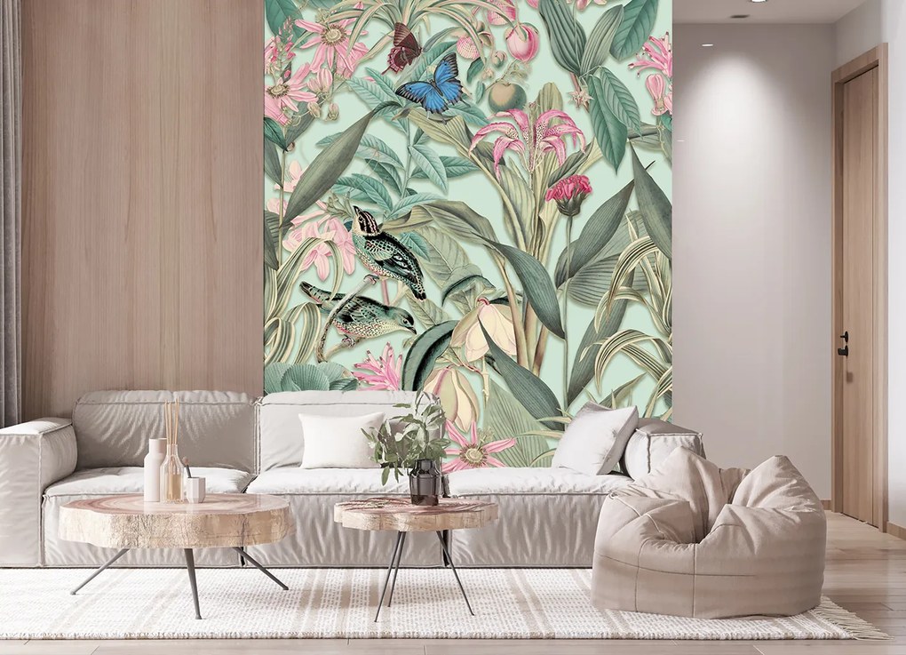 Gario Fotótapéta Rózsaszín virágok a zöld levelek hátterében - Andrea Haase Anyag: Vlies, Méret: 200 x 280 cm