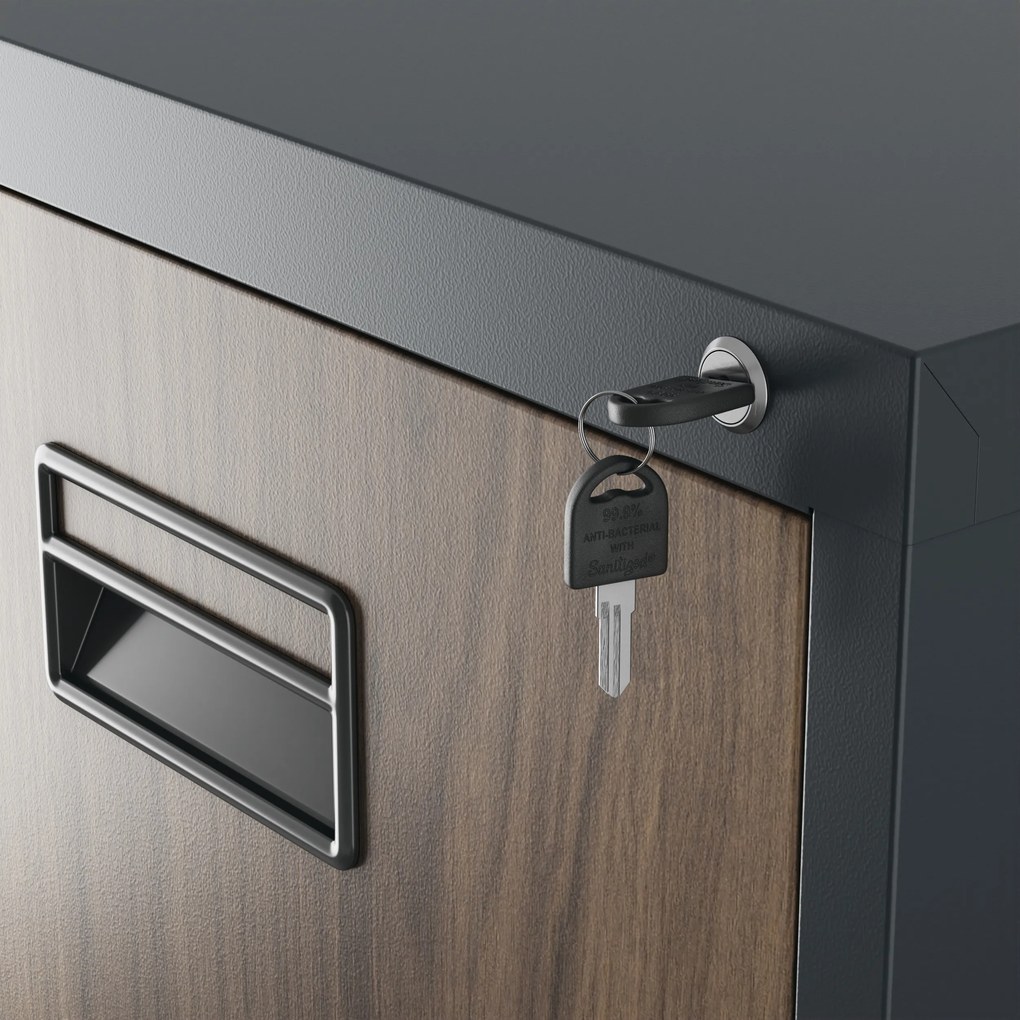 Fém irattároló szekrény 4 fiókkal, antracit/dió, 460x1320x620 mm: SARA Eco Design