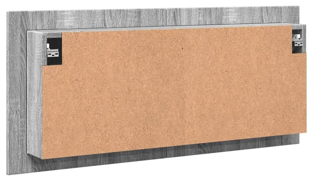 szürke sonoma LED-es tükrös fürdőszobaszekrény 100 x 12 x 45 cm