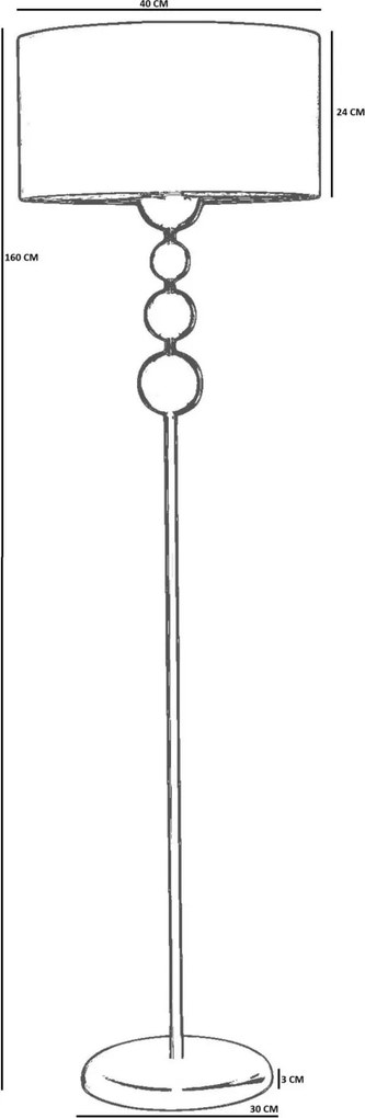 Fém állólámpa, Ø40 cm – TR534LUN4653