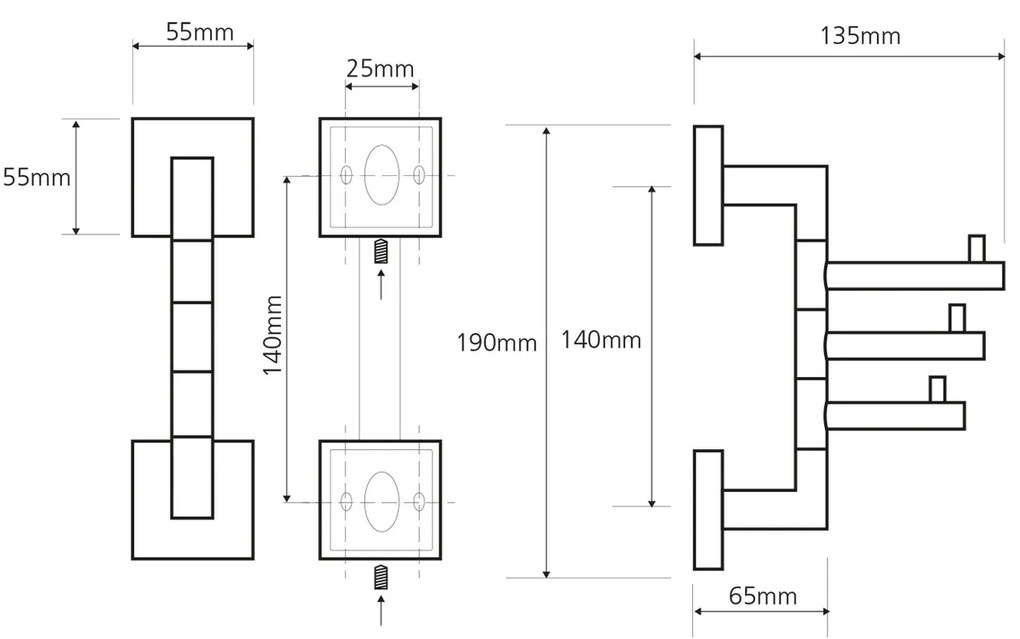 SAPHO XQ204 X-Square háromszögletű kézi zuhany,krómozott