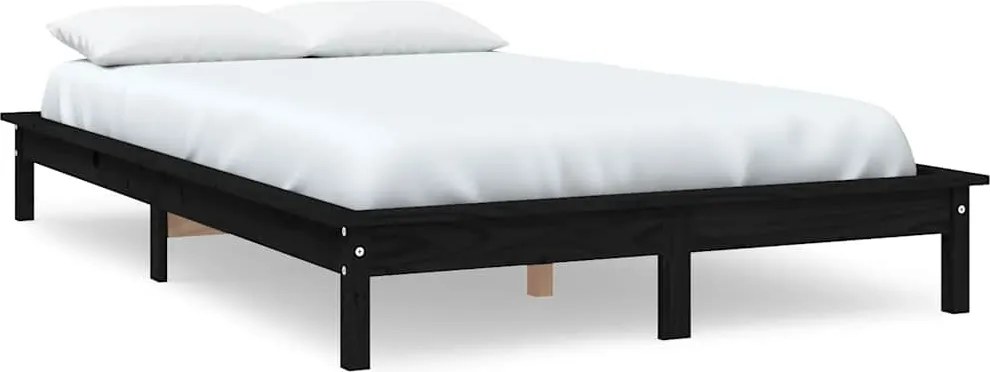 vidaXL fekete tömör fenyőfa ágykeret 120 x 200 cm
