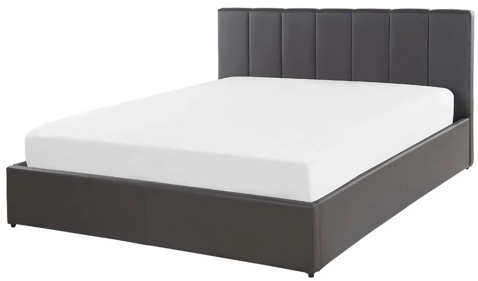 Franciaágy 140 cm DARGAN (szürke) (műbőr) (ágyráccsal és tárolóhellyel). 1026648
