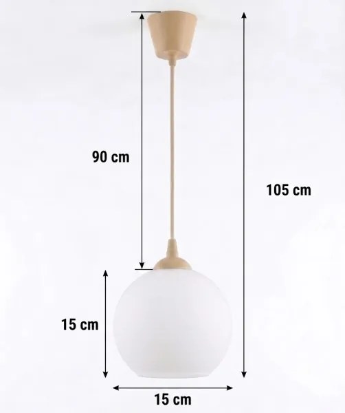 Brilagi - RETRO GLASS LED kábeles függőlámpa 1xE27/60W/230V, átmérő 15 cm, bézs/fehér