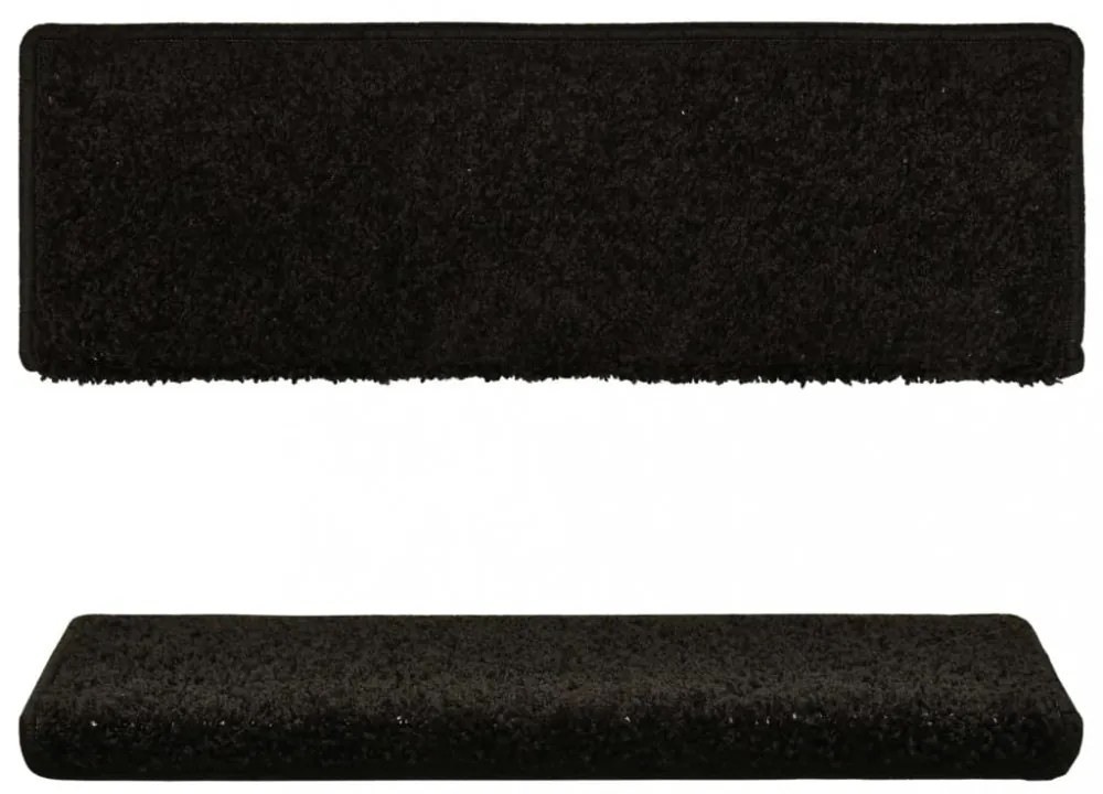 10 db fekete lépcsőszőnyeg, téglalap alakú széllel, 65 x 21 x 4 cm