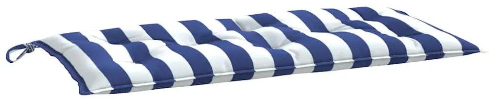 2 db kék és fehér csíkos szövet kerti padpárna 100 x 50 x 7 cm