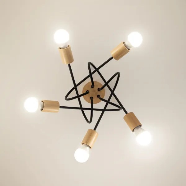 Felületre szerelhető csillár OXFORD 5xE27/15W/230V fenyő/fekete