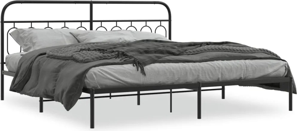 vidaXL fekete fém ágykeret fejtámlával 200 x 200 cm