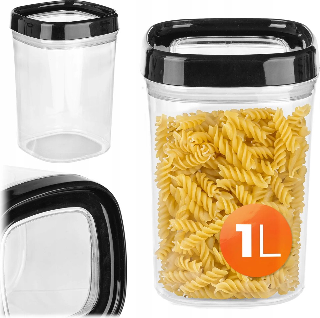 Élelmiszertároló Doboz Ömlesztett Termékek FEDÉLLEL1L Kadax Tárolására