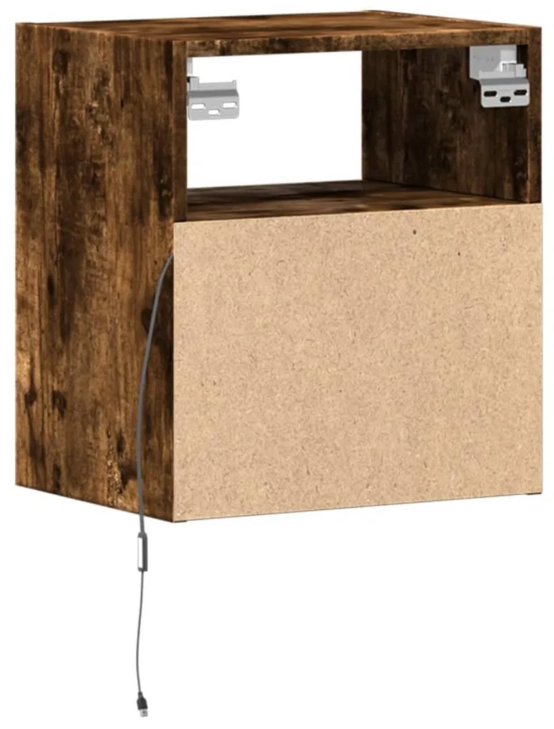 füstös tölgy színű fali TV-szekrény LED-ekkel 41x31x45 cm