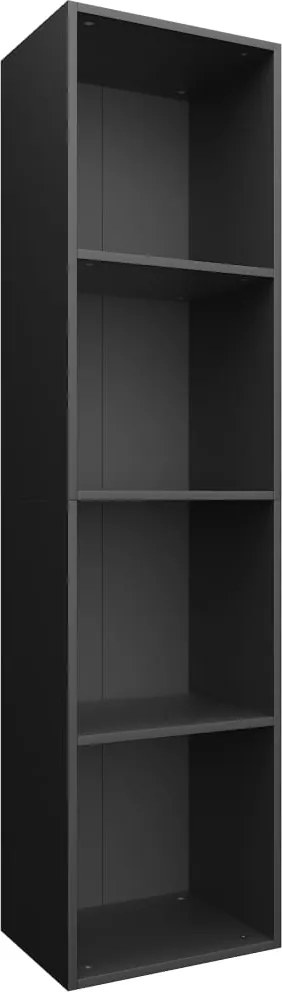 vidaXL fekete szerelt fa könyv-/TV-szekrény 36 x 30 x 143 cm