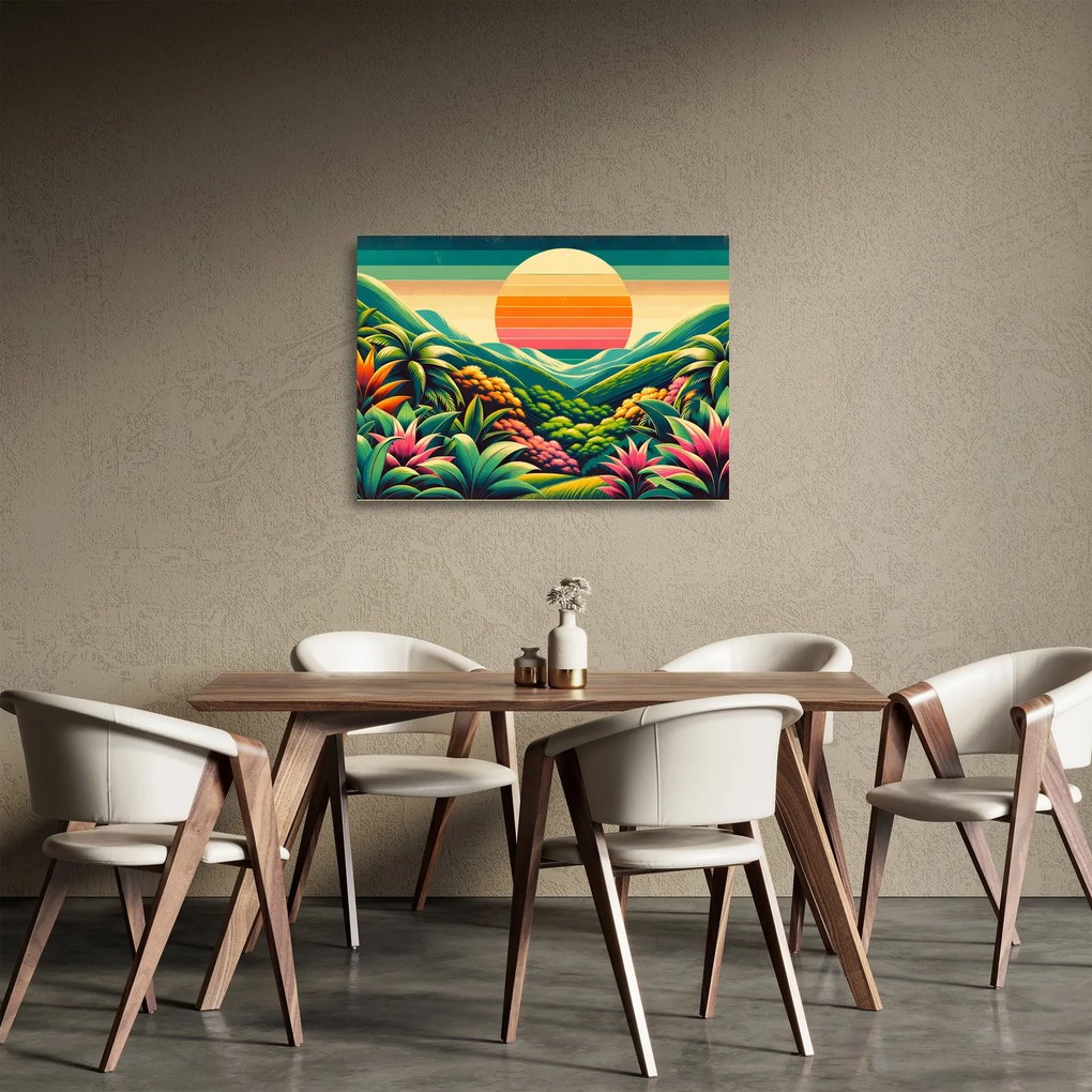 Üveg kép - Színes naplemente (70x50 cm)