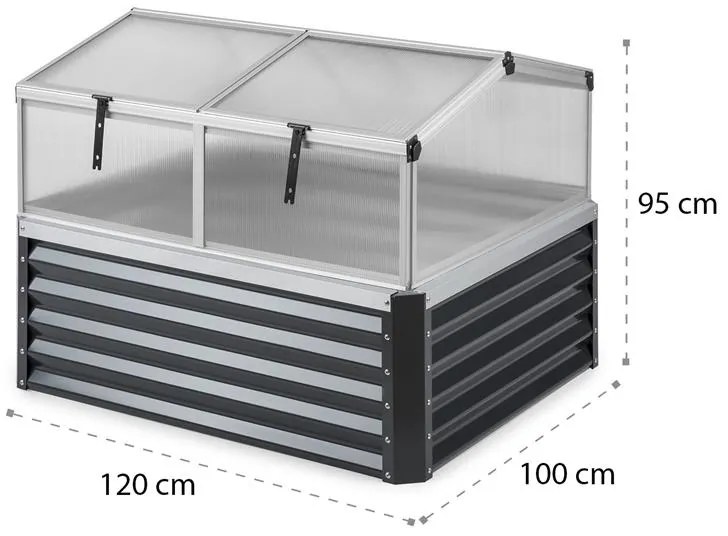 High Grow Advanced, magaságyás tetővel, 120 x 95 x 100 cm, 540 l, acél, antracit