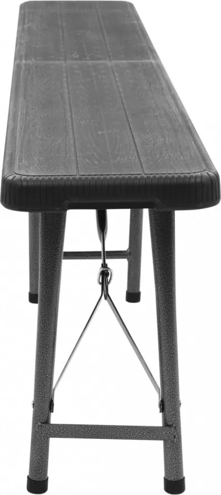 2 db fekete összecsukható HDPE kerti pad 180 cm