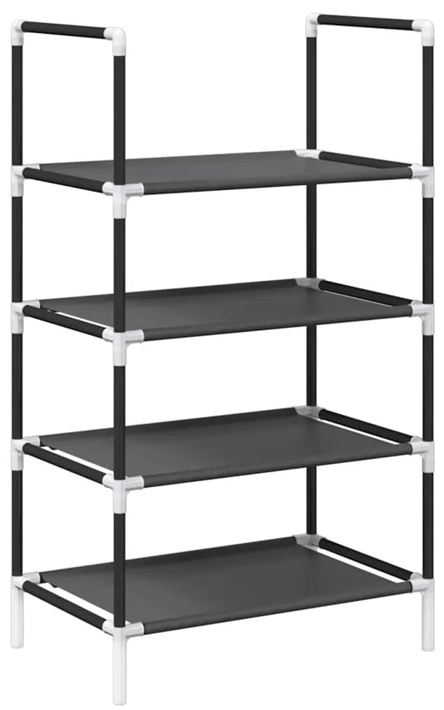 fekete nem szőtt szövetből cipőállvány 4 szintes 44x28x77 cm