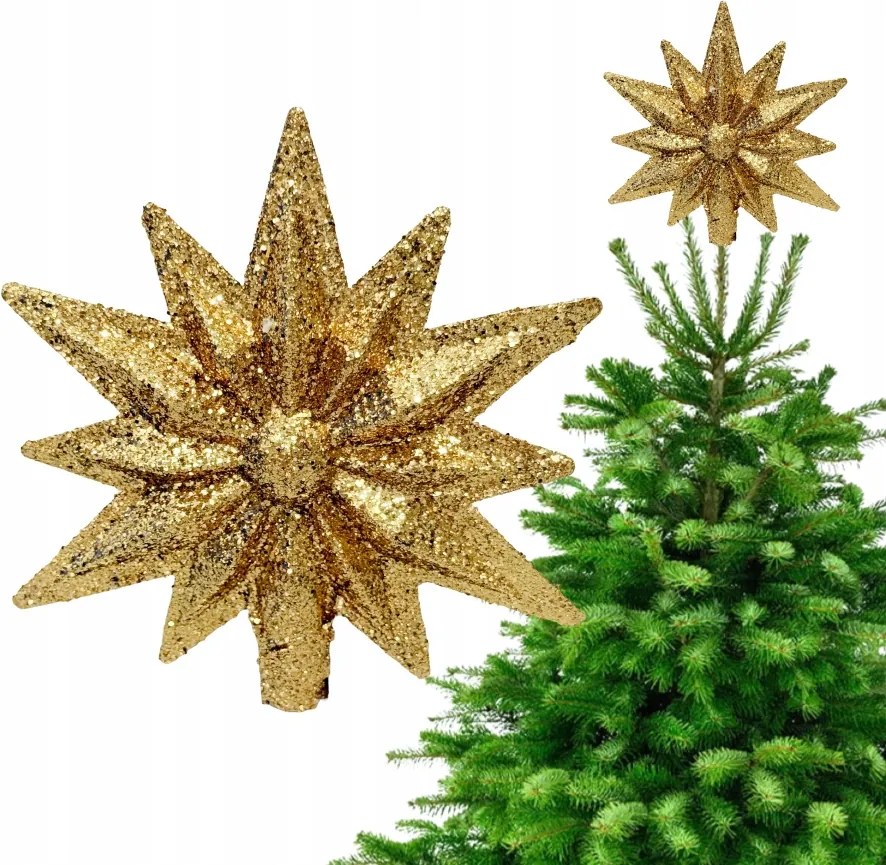 Arany Csillag Karácsonyfadísz Csillogó Csillag Karácsonyfadísz 17 cm