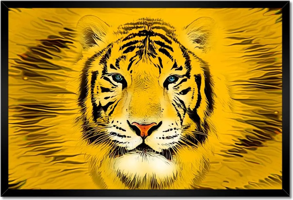 Poszter keretben 60x40 Sárga tigrisfej