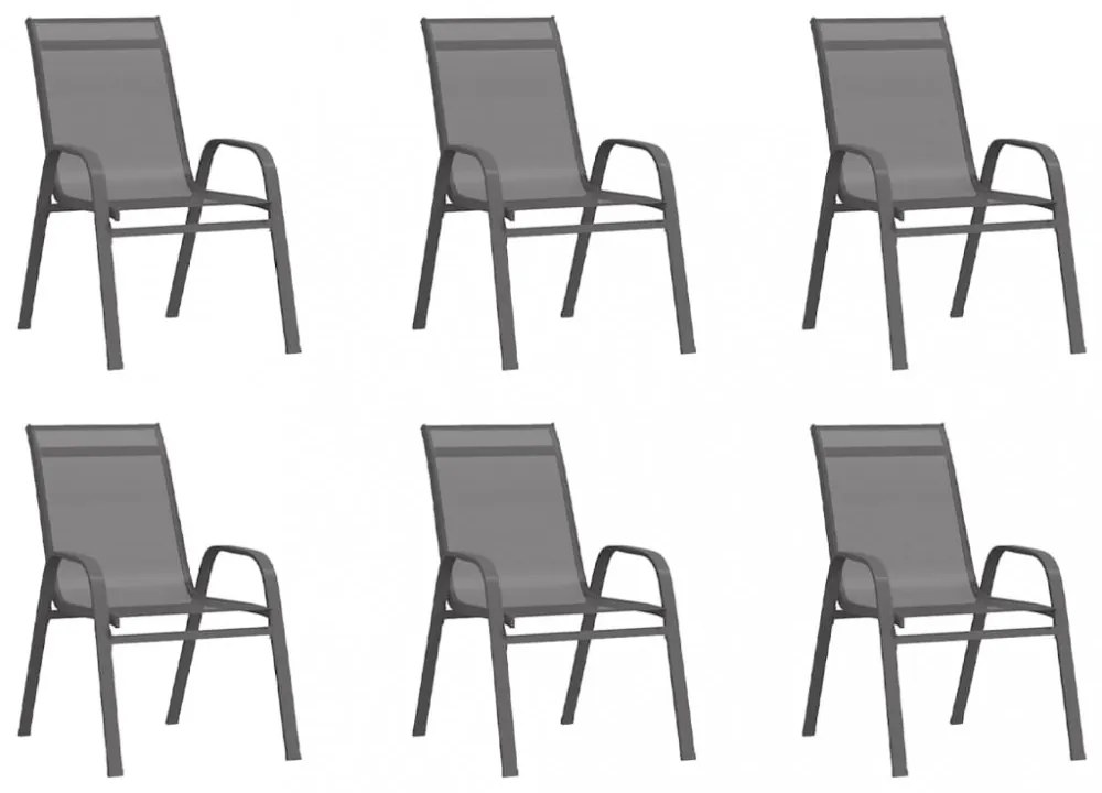 6 db szürke textilén rakásolható kerti szék