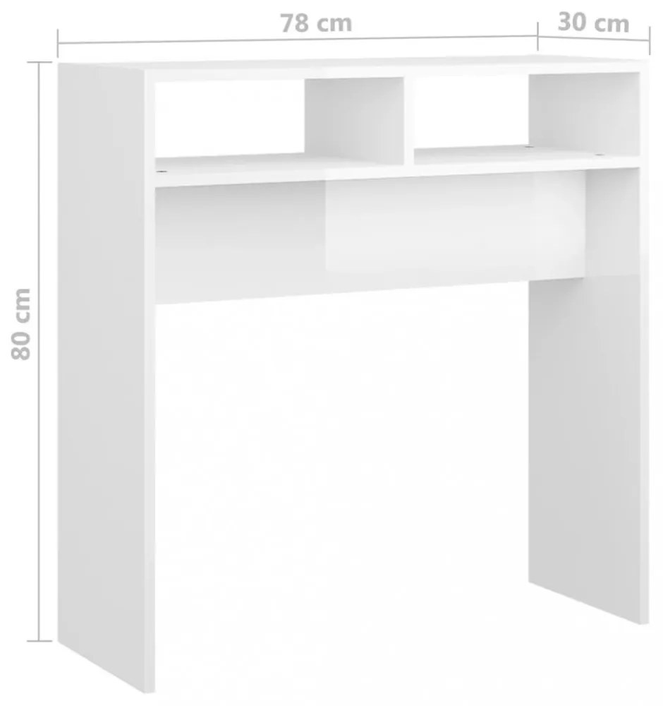 magasfényű fehér forgácslap tálalóasztal 78 x 30 x 80 cm
