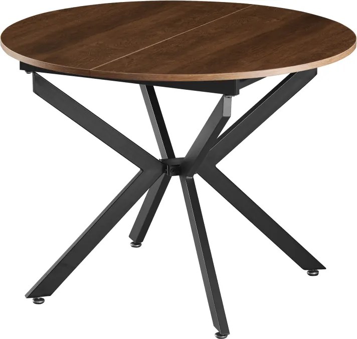 Kihúzható étkezőasztal, sötét tölgy/fekete, 100x100-140x75 cm, ABERO TYP 1