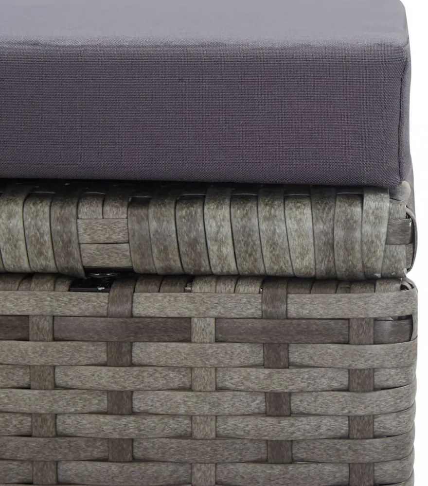 13 részes antracitszürke polyrattan és akácfa étkezőszett