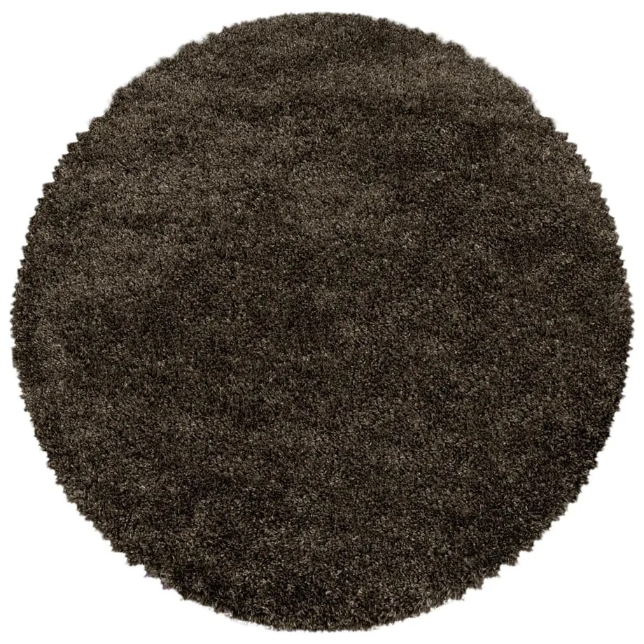 Sötétbarna kerek szőnyeg ø 120 cm Fluffy – Ayyildiz Carpets