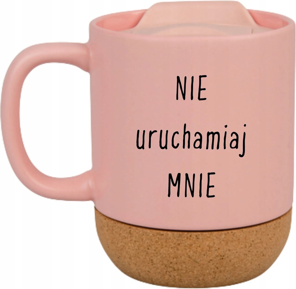 Rózsaszín Bögre Fedéllel És Parafa Aljjal Ajándék Ne Indíts El