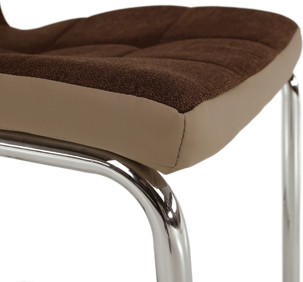 Étkezőszék, barna szövet/textilbőr bézs/króm, SALOMA NEW