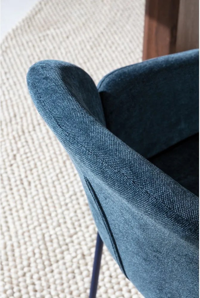 Kék kárpitozott étkezőfotel szett 2 db-os Aslin – MOME