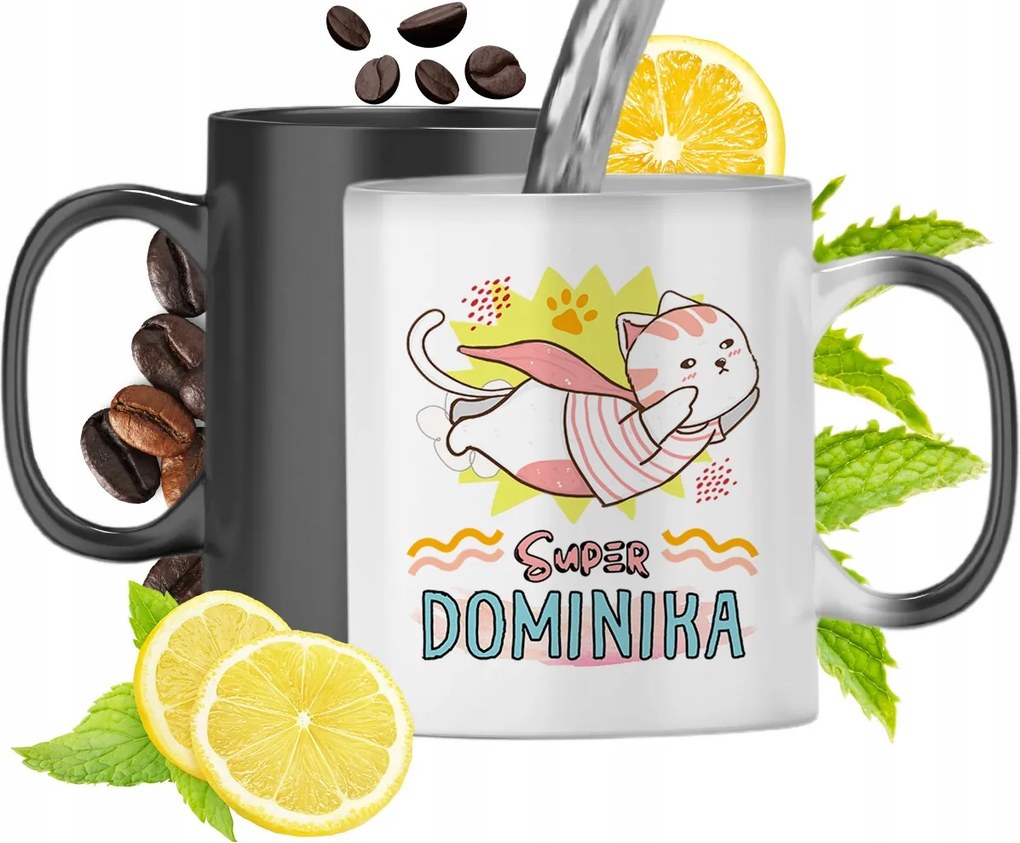 Mágikus bögre Dominikának Fekete matt nyomott mintával 330ml