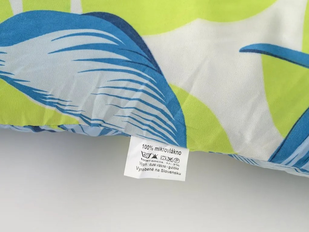 Egész éves steppelt takaró 140x200 cm párnával ARECANO kék-zöld 70x90 cm