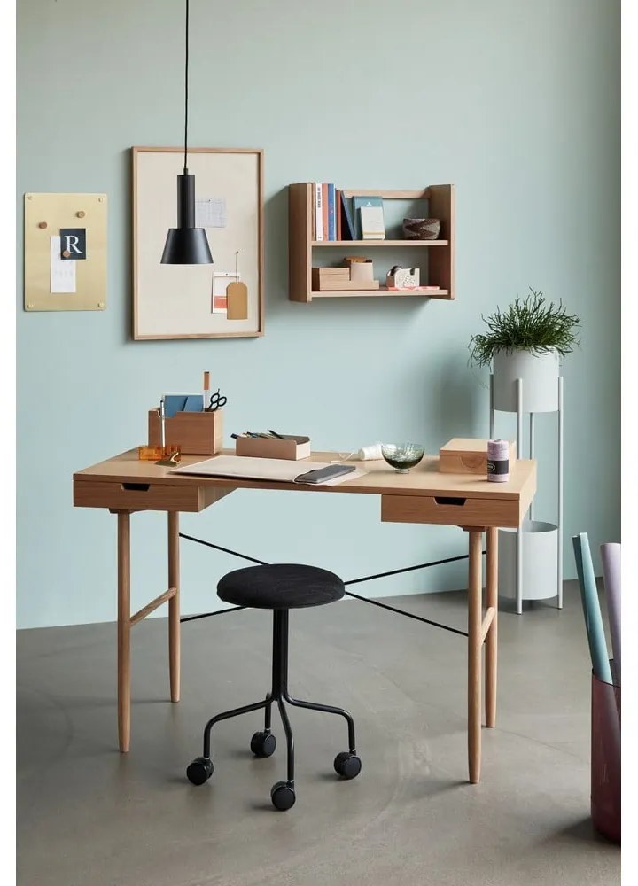 Íróasztal tölgyfa dekorral 55x120 cm Studio – Hübsch