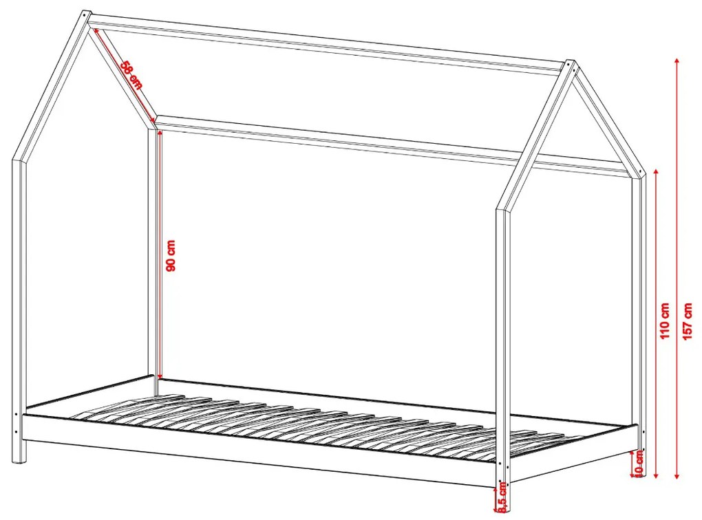 Gyerekágy 80x180 cm Lukie (fehér) (ágyráccsal). Akció -10%. 1096187