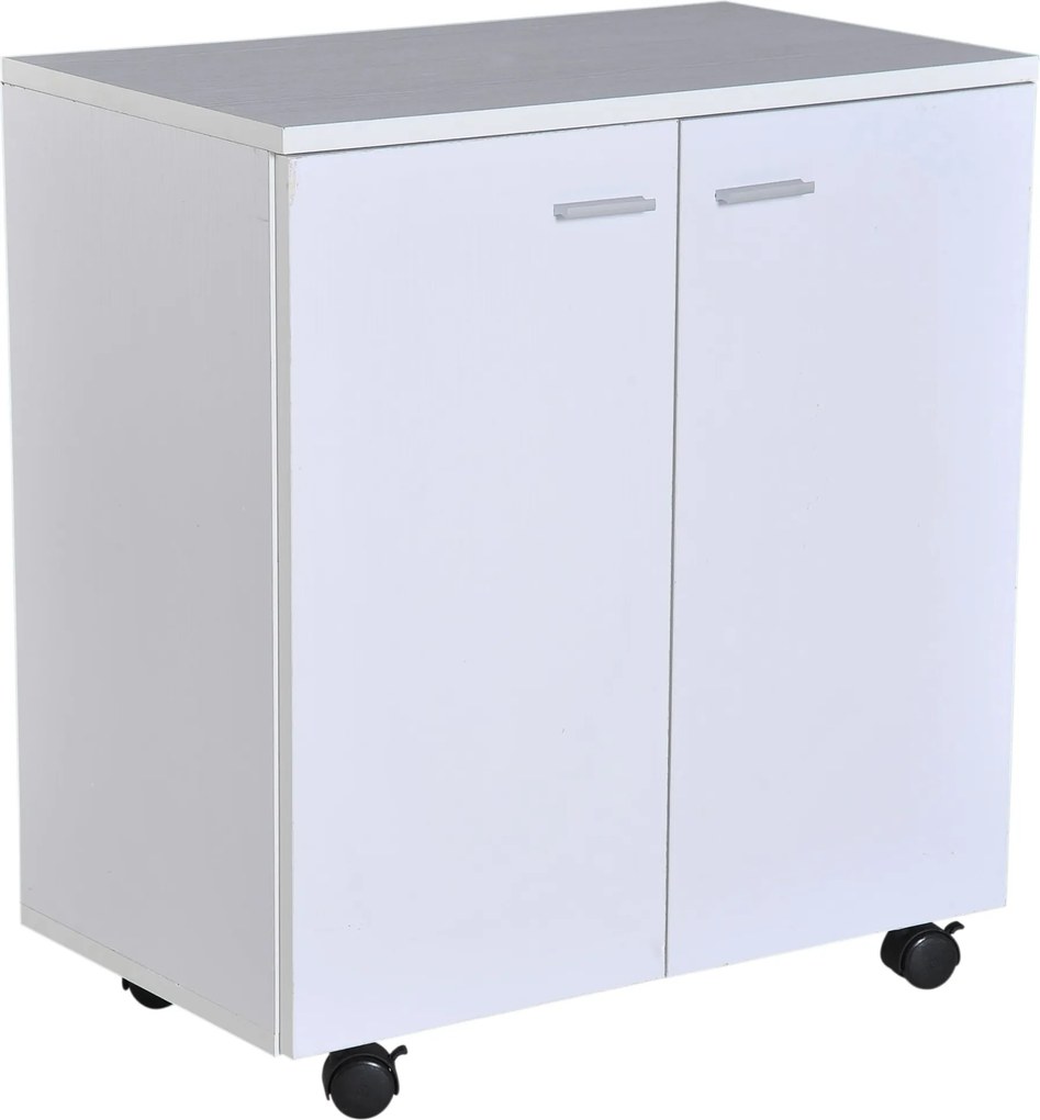 HOMCOM Mobil TV Állvány Fa Szekrény Kerekekkel és 2 Ajtós Készlet 60x35x65cm | Aosom