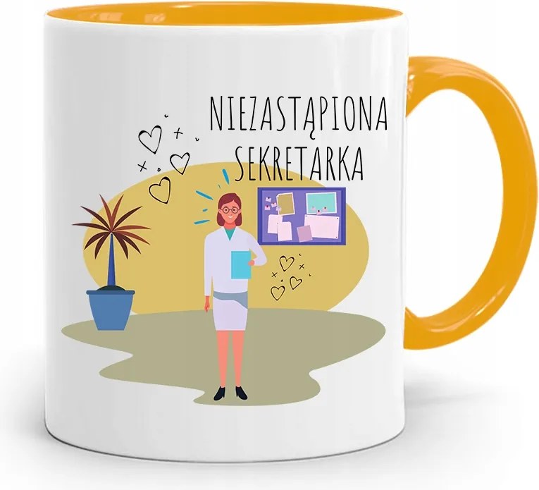 Sárga Bögre Ajándék Titkárnőnek Nélkülözhetetlen, fényképes nyomattal