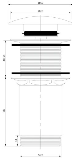 OMNIRES A716BR - CLICK-CLACK mosdóleeresztő 6,6 cm, szálcsiszolt bronz