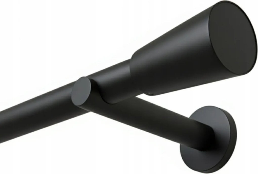 Függönykarnis Szimpla Fém 25 mm Válogatás Fekete Kerekek Nélkül 180 cm