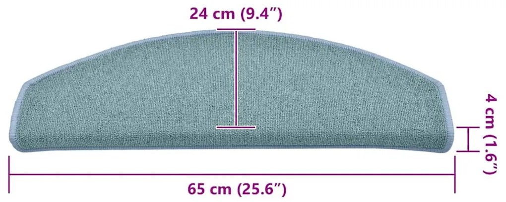 30 db-os lépcsőszőnyegek 65 x 24 x 4 cm, tengerkék, félkör alakú, nagy