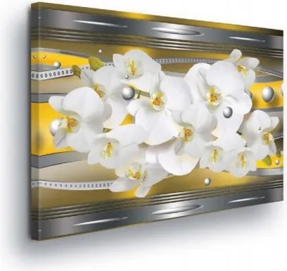 Vászonkép 100x75 Fehér orchideák absztrakt modern elegáns virágos nyugalom