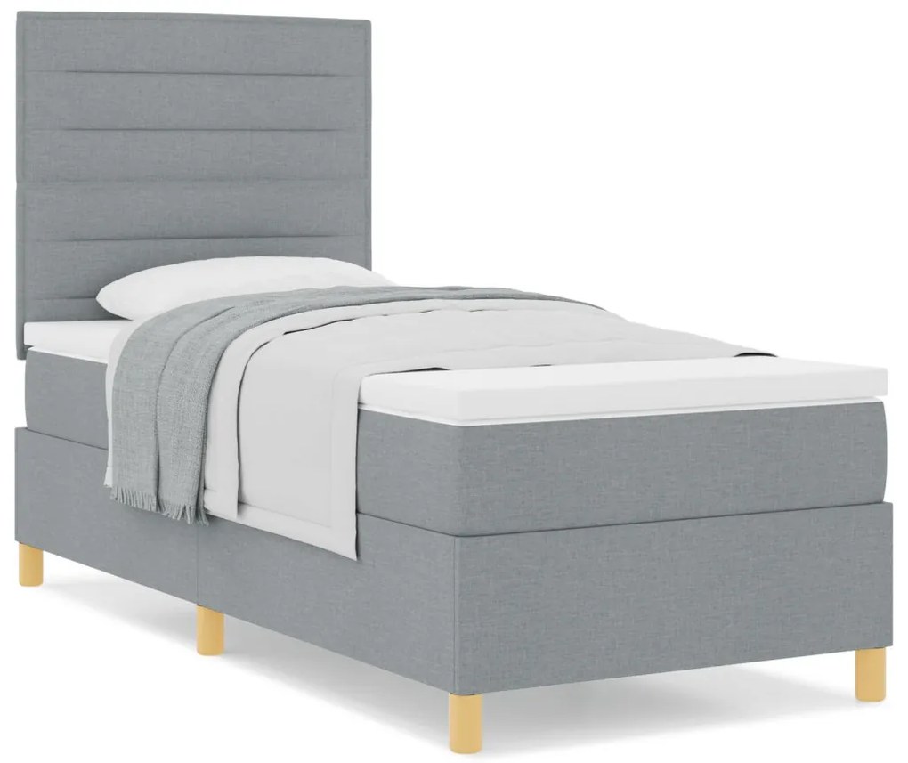 Boxspring ágy matraccal Világosszürke 90x200 cm Szövet