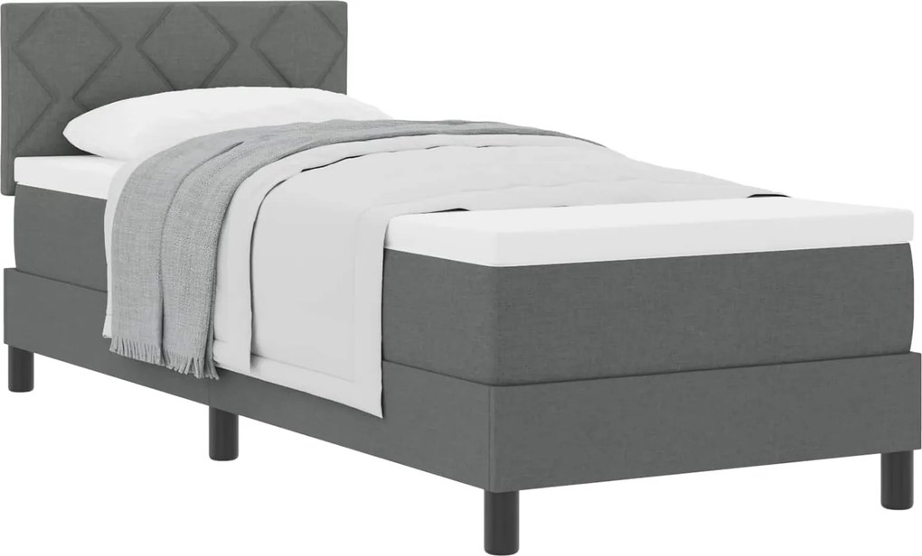 vidaXL Boxrugós ágy matracmal Sötétszürke 80 x 200 cm szövet