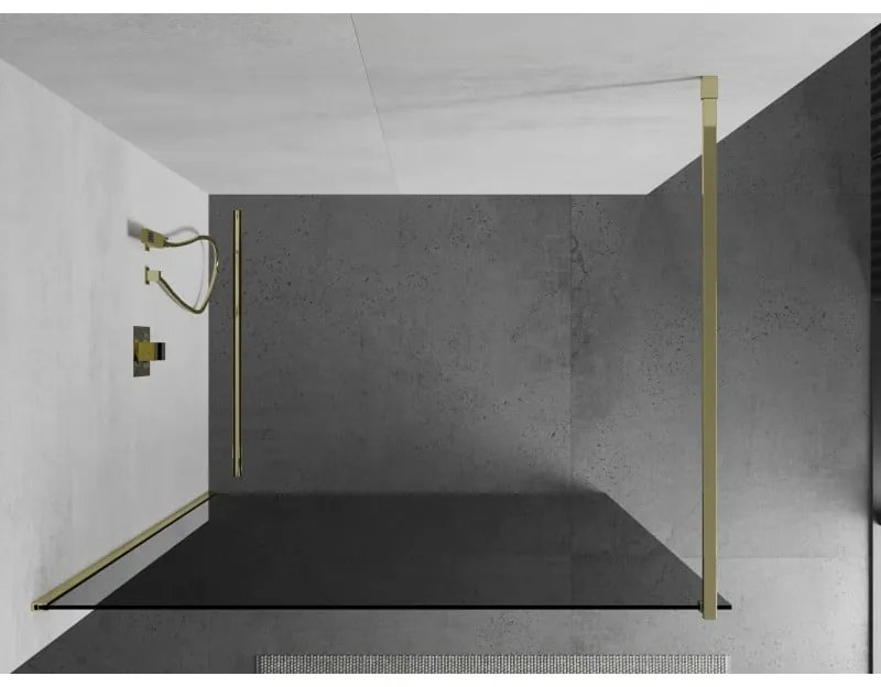 Mexen Kioto zuhanyparaván 90x200 cm 8 mm, arany profil, szürke üveg, 800-090-101-50-40