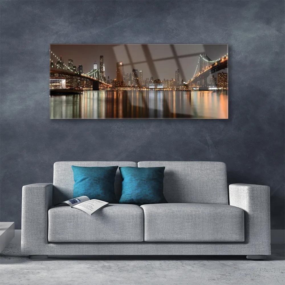 Fali üvegkép Város Bridges Architecture 120x60cm
