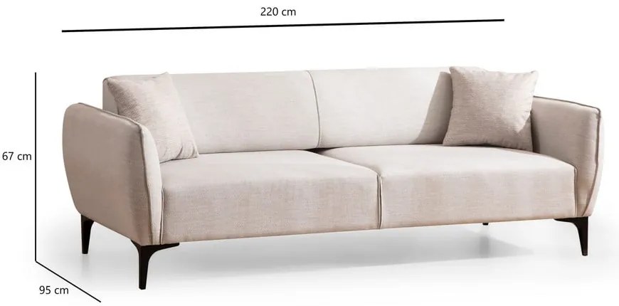 Krémszínű kanapé 220 cm Belissimo – Balcab Home