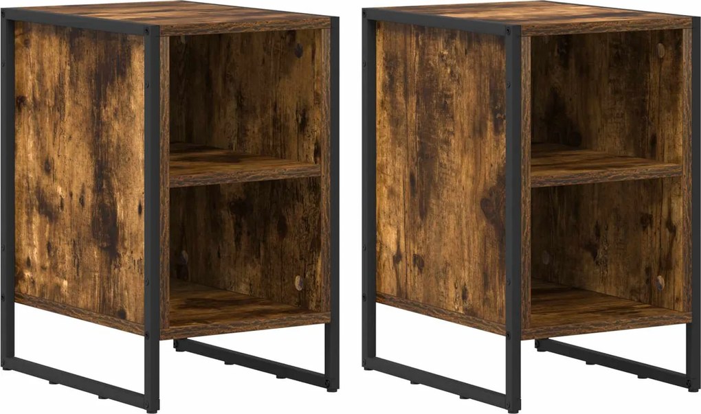 vidaXL Éjjeli asztal 2 pcs Füstös Tölgy 39.5 x 30 x 50 cm Faanyag